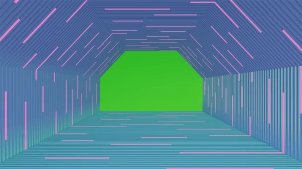 Abstrait Hexagon Hallway Lampe Fluorescente Fond Mandat Lumineux Avec Rendu — Video