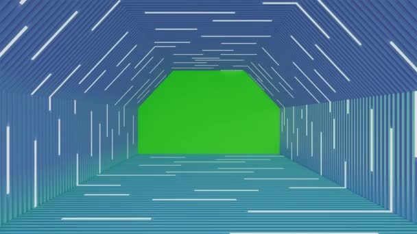 Аннотация Hexagon Hallway Fluorescent Lamp Bright Warrant Background Green Screen — стоковое видео