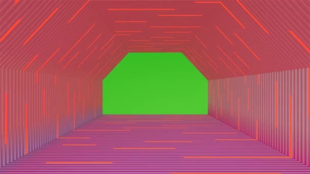 Absztrakt Hexagon Hallway Fluorescent Lamp Bright Warrant Háttér Zöld Képernyő — Stock videók