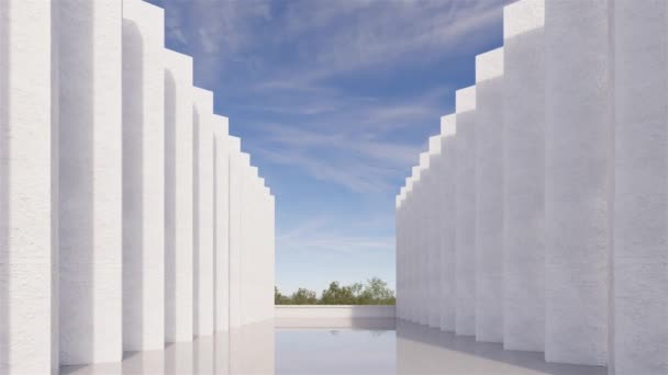 Arquitetura Pilar Nuvem Natural Exibir Fundo Piso Branco Com Lapso — Vídeo de Stock