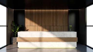 Yatak odasının iç kısımları, siyah baz tonlarıyla çok az. 3B illüstrasyon oluşturma