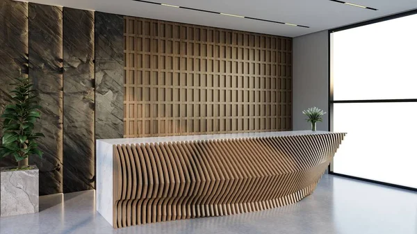 stock image Interior design contemporary and luxurious modern reception desk, 3D illustration rendering