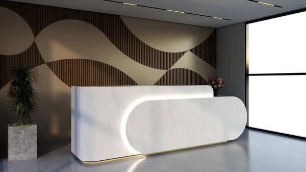 stock image Interior design contemporary and luxurious modern reception desk, 3D illustration rendering