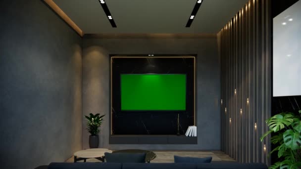 Minimal Living Room Animation Μαύρους Τόνους Απεικόνιση Απόδοση — Αρχείο Βίντεο