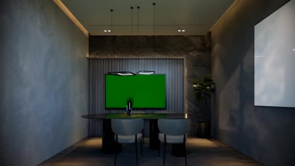 Interior Del Comedor Mínimo Con Animación Tonos Negros Visualización Ilustración — Vídeos de Stock