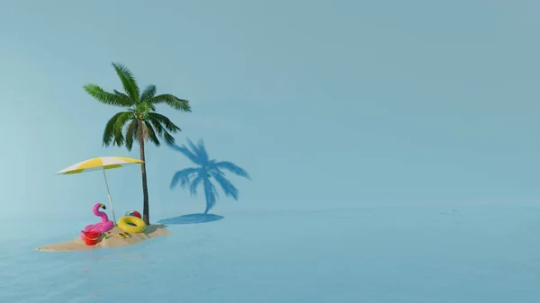 Cestovní Rekreační Zázemí Ilustrace Krásným Modrým Oceánem Ostrovní Pozadí Pozadí — Stock fotografie