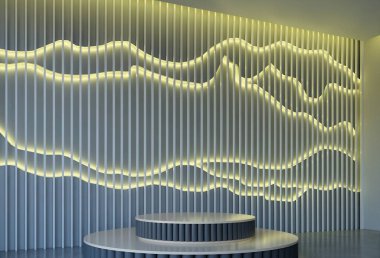 Benzersiz dekoratif duvar iç tasarımı, 3d illüstrasyon çizimi