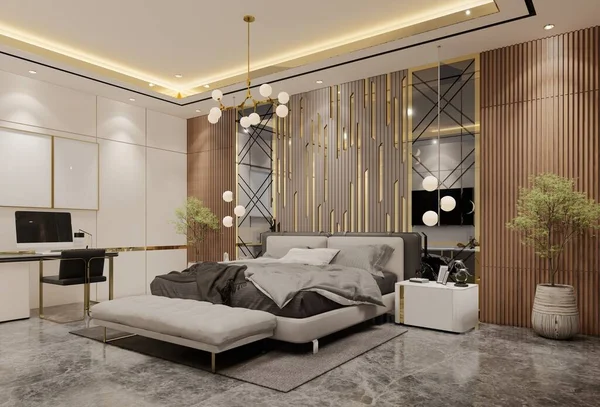 现代豪华居室的设计 3D说明性渲染 — 图库照片