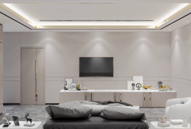 Modern Lüks Yatak Odası Tasarımı. 3B Resim Hazırlama