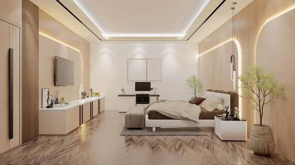 Modernes Luxus Schlafzimmer Design Illustration Render — Stockfoto