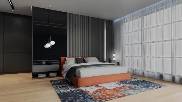 现代豪华居室动画与杏色 3D说明性渲染 — 图库视频影像