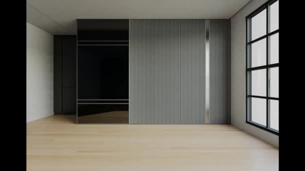 モダンなラグジュアリーベッドルームは アプリコットカラーで寝室のアレンジを作るプロセスを提示します 3Dイラストレーションレンダリング — ストック動画