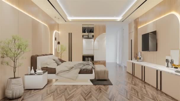 Modern Luxury Bedroom Design Animáció Illusztrációs Render — Stock videók