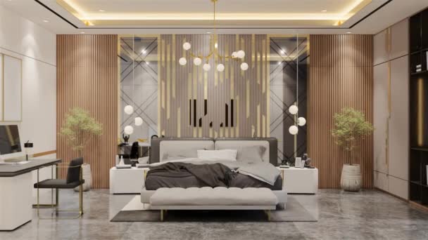 Modern Luxury Bedroom Design Animation Illustration Render — Stock Video