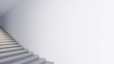 Ev ve ofis merdivenleri modern tarzda modelleniyor. 3B illüstrasyon oluşturma