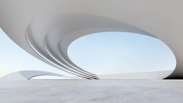 stock image futuristic architecture in the form of waves layered layers. 3D illustration render