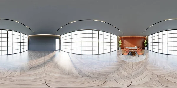 Ілюстрація 360 Градусного Рендерингу Абрикосовим Тематичним Готельним Залом Стокова Картинка