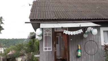 Welcome sign design banners home. Welcomes you when entering the house. Text in the form of flags. High quality FullHD footage