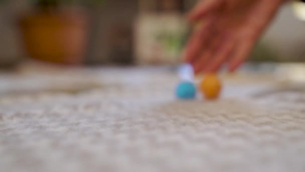 Entertainment Game Concept Hand Throws Two Dice Slow Motion Close — ストック動画