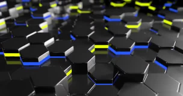 Hexagons Sfondo Random Motion Animazione Movimento Della Telecamera Loop Metallo — Video Stock