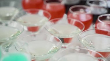 Close up view of Candy Bar Wedding, candy buffet at a wedding move camera. High quality FullHD footage