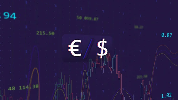 屏幕上的欧元与美元的比率 欧元与美元的汇率 — 图库照片