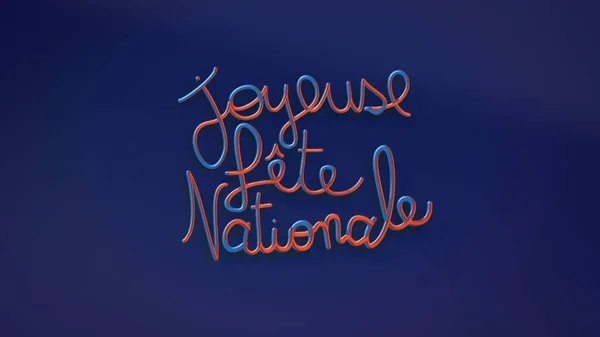 Синьо Білий Напис Синьому Фоні Текст Французькою Мовою Щасливий Національний — стокове фото