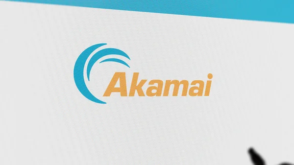 2023 Július Cambridge Massachusetts Akamai Logója Képernyők Fehér Falán Akamai — Stock Fotó