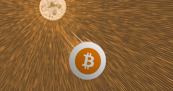 Agosto 2023 Una Moneda Bitcoin Estrellarse Crypto Btc Estalló Por — Foto de Stock
