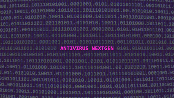 Кибератака на Nextgen. Текст уязвимости в бинарной системе ascii art style, код на экране редактора. Текст на английском и английском языках