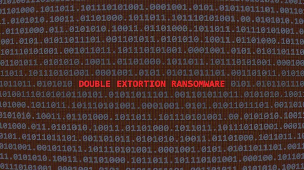 Cyber Attack Double Extortion Ransomware Vulnerability Text Binary System Ascii — Stock Photo, Image