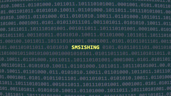 Кибератака улыбается. Текст уязвимости в бинарной системе ascii art style, код на экране редактора. Текст на английском и английском языках