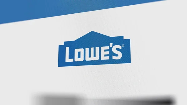 2023 Szeptember Koncentrálj Lowe Logójára Képernyők Fehér Falán Lowe Márkája — Stock Fotó