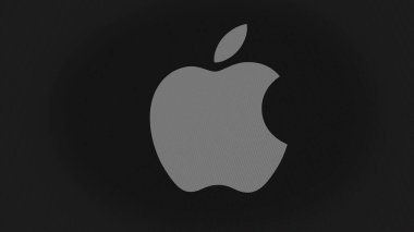 07 Eylül 2023 Cupertino, Kaliforniya. Apple A.Ş. 'nin logosu beyaz bir ekranda. Apple Inc bir aygıt üzerinde damga.