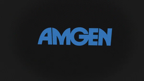 2023年9月7日 カリフォルニア州オークス スクリーンの白い壁にアムゲンのロゴ デバイス上のAmgenブランド — ストック写真