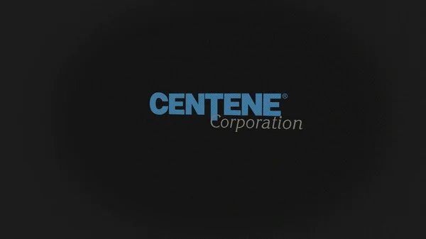 stock image 07th September 2023 St. Louis, Missouri. The logo of Centene Corporation on a white wall of screens. Centene Corporation brand on a device.