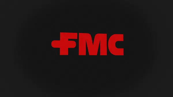 2023年9月7日 ペンシルベニア州フィラデルフィア スクリーンの白い壁にFmcコーポレーションのロゴ デバイス上のFmcコーポレーションブランド — ストック写真