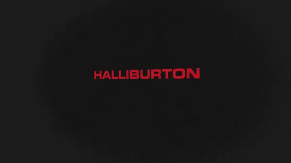 Хьюстон Техас Сентябрь 2023 Года Логотип Halliburton Белой Стене Экранов — стоковое фото