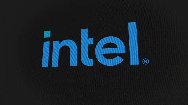 2023 Szeptember Santa Clara Kalifornia Intel Logója Képernyők Fehér Falán — Stock Fotó