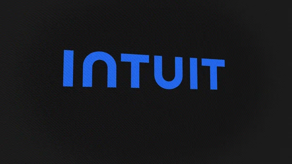2023年9月7日加州山景 银幕白墙上的Intuit标志 设备上的Intuit品牌 — 图库照片