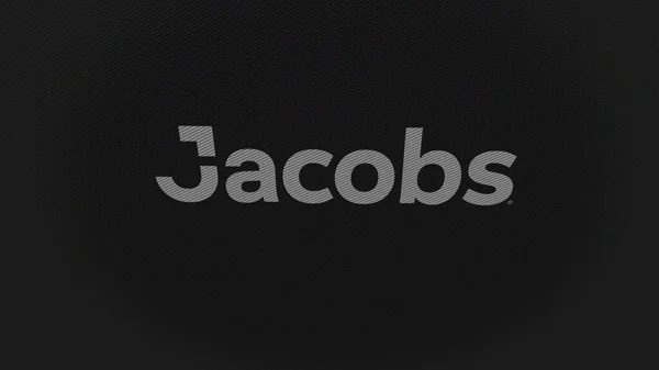 2023年9月7日德克萨斯达拉斯屏幕白墙上的雅各布斯溶液的标志 雅各布斯溶液在设备上的品牌 — 图库照片