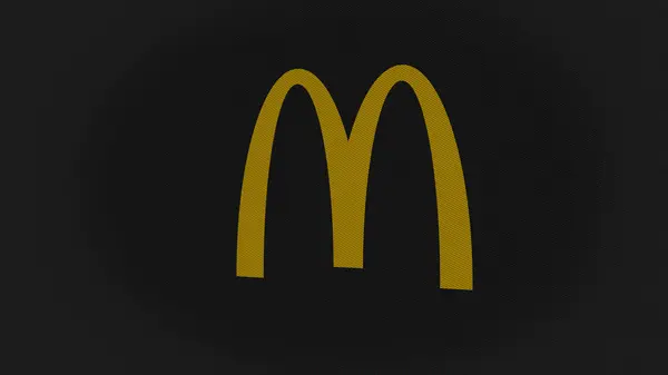 2023年9月7日伊利诺伊州芝加哥麦当劳的标志在屏幕的白墙上 麦当劳在设备上的品牌 — 图库照片