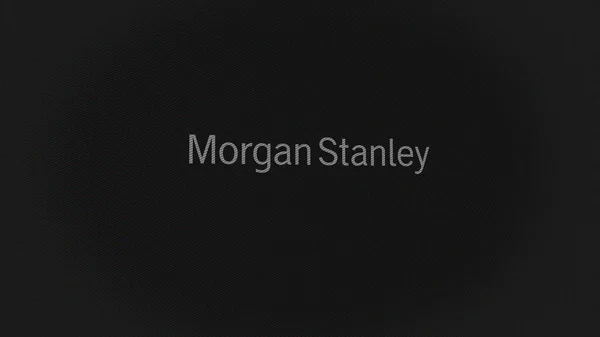 2023年9月7日 纽约市 屏幕白色墙上的摩根士丹利标志 摩根士丹利 Morgan Stanley 品牌的设备 — 图库照片