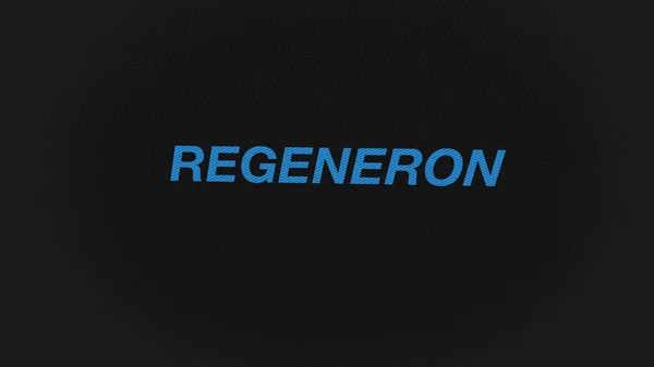2023年9月7日 纽约塔里敦 屏幕白色墙上的Regeneron标志 设备上的再生品牌 — 图库照片