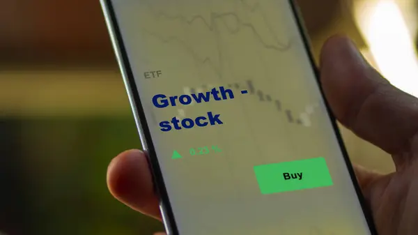 Een Investeerder Die Groei Analyseert Stock Etf Fund Een Scherm — Stockfoto