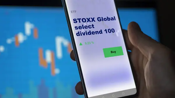 Een Investeerder Die Stoxx Global Analyseert Selecteert Dividend 100 Etf — Stockfoto