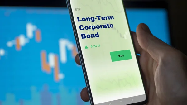 Ein Anleger Analysiert Den Langfristigen Unternehmensanleihefonds Auf Einem Bildschirm Ein — Stockfoto