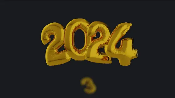 Деякі Золоті Кулі Номери 2024 Число Далеко 2023 Рік Новий — стокове фото