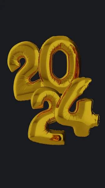 Μερικά Χρυσά Μπαλόνια Αριθμούς 2024 Νέο Έτος Έρχεται Λάμψη Σκούρο — Φωτογραφία Αρχείου