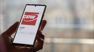 Bir değiş tokuş ekranındaki CDW logosu. CDW hisse senetleri, bir aygıtta CDW $.